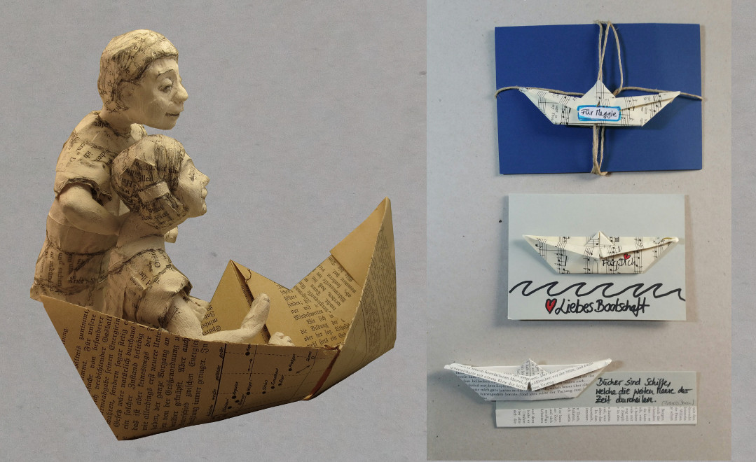 Bastelideen und Anleitungen mit Papierschiffen: papier schiff Mobile, Papierschiff Lesezeichen